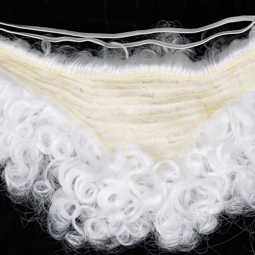 FILMIA Adult White Costume Beard with Elastic Band for Santa and Cosplay
