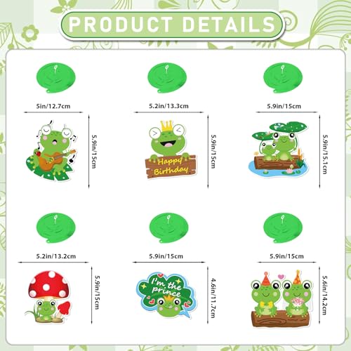 Frog Birthday Party Decorations Set with Glitter Banner and Hanging Swirls