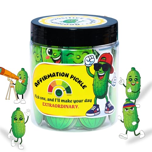 Solmay Pickle Jar with 60 Daily Affirmation Notes - Mindfulness & Emotional Support Gift