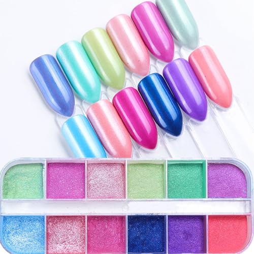 Brtavizvy Gradient Neon Pearlescent Nail Powder 2-Box Set