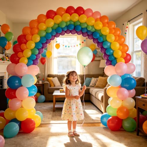 12 Inch Assorted Rainbow Balloons - 100 Pack Thickened Latex for Parties