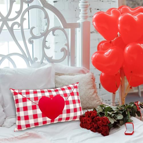 Valentine's Day Pillow Covers Set - Heart Envelope Design, 12x20