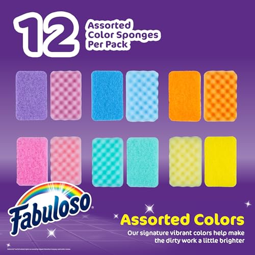 Fabuloso Rainbow Non-Scratch Kitchen Dish Sponges - 12 Pack