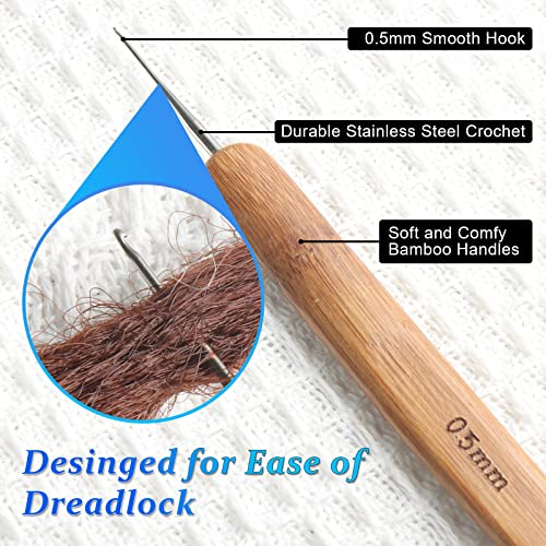 AGBOLO 6PCS Dreadlock Crochet Needle Set – 0.5mm Durable Hooks