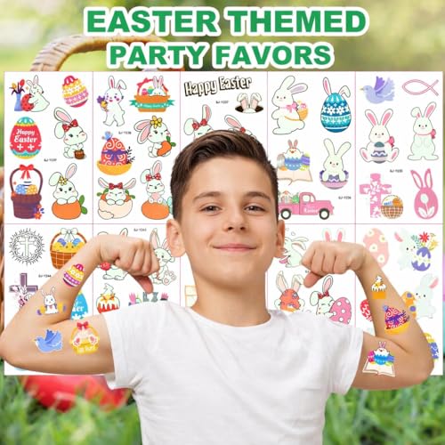 Glow in the Dark Easter Temporary Tattoos 59 Pcs - Waterproof Party Favors