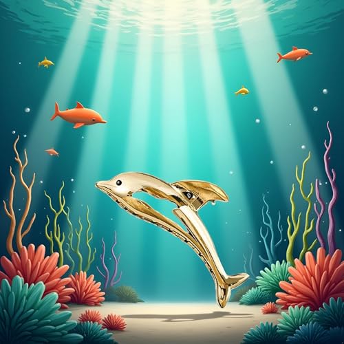 Metal Dolphin Hair Claw Clip - Golden Cartoon Hair Jaw Clamp for Thick Hair