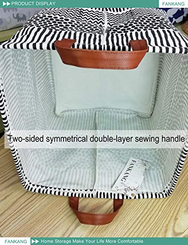 Square Black Lines Nursery Storage Hamper - Collapsible Canvas Basket
