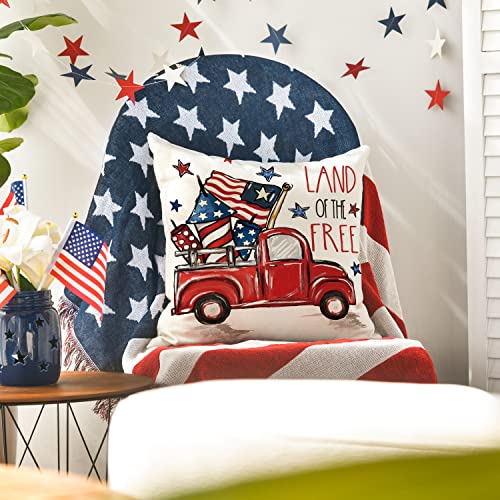 AVOIN colorlife 4th of July Patriotic Throw Pillow Covers, 18x18, Set of 4