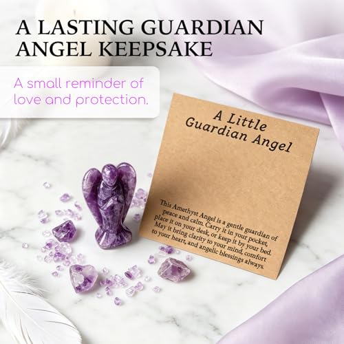 Amethyst Crystal Guardian Angel Pocket Hug - Purple Anxiety Relief Gift