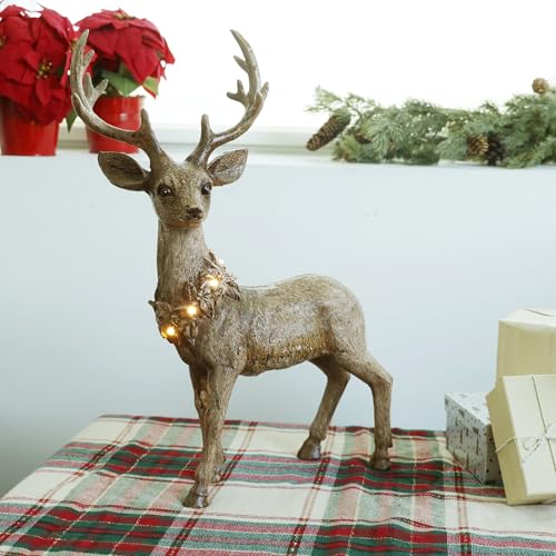 Indoor Outdoor Holiday Buck Deer Lighted Decor - Brown, 21 Inch