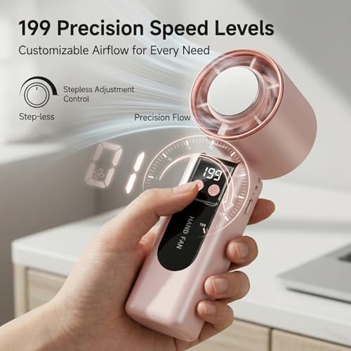 LONCIN Portable Handheld Fan with Semiconductor Cooling, 199 Speeds