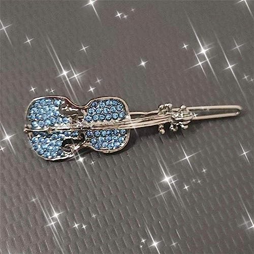 Crystal Rhinestone Violin Hair Barrette - Elegant Musical Hair Clip