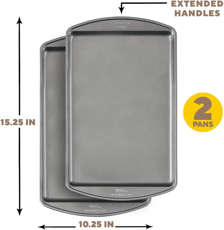 Wilton Perfect Results Nonstick Cookie Baking Sheets Set - 15 x 10 in, 2-Piece Steel, Scratch-Resistant & Dishwasher Safe