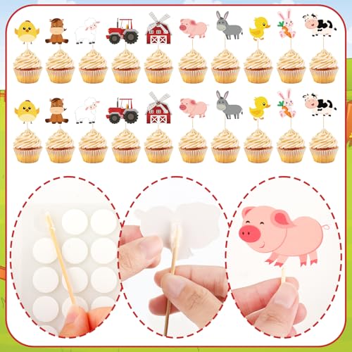 40 Farm Animal Cupcake Toppers for Barnyard Theme Parties