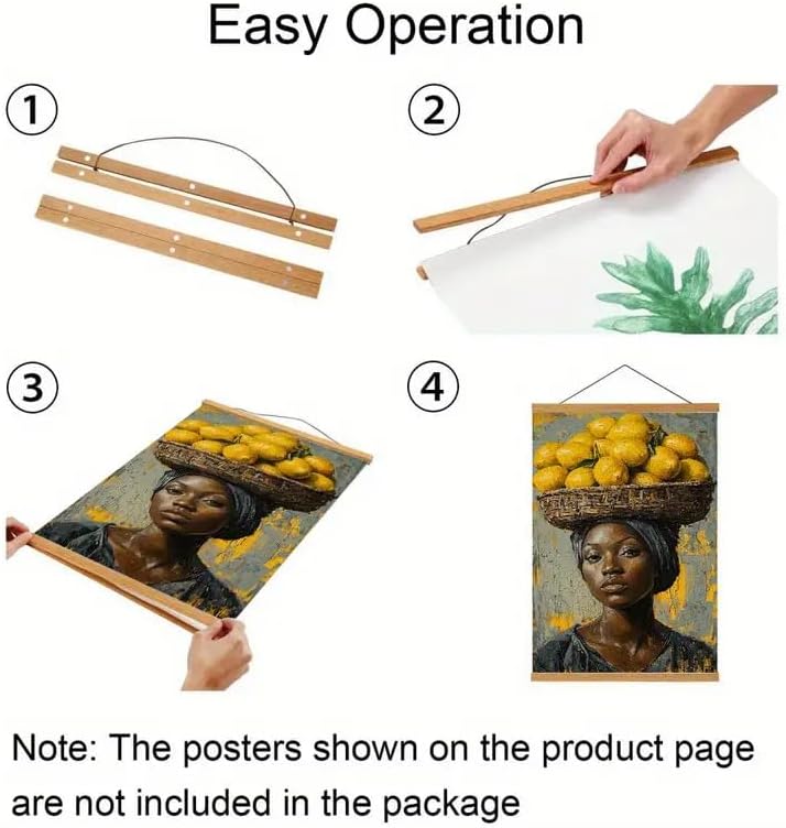 Skiennix Magnetic Poster Hanger Frame - Stylish Teak Wood Display for 20x24 to 20x30 Posters | Perfect for Wall Art & Tapestries