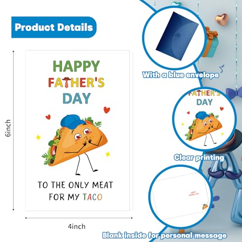 Funny Taco Father's Day Card for Husband and Dad with Envelope