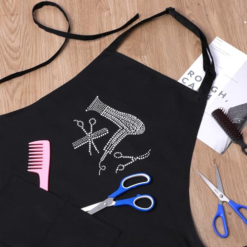 XLIUAX Adjustable Hair Stylist Apron with Rhinestones & Pockets