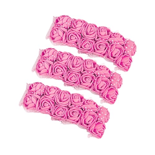 36 Mini Artificial Rose Flower Heads - Pink Faux Roses for DIY Decor