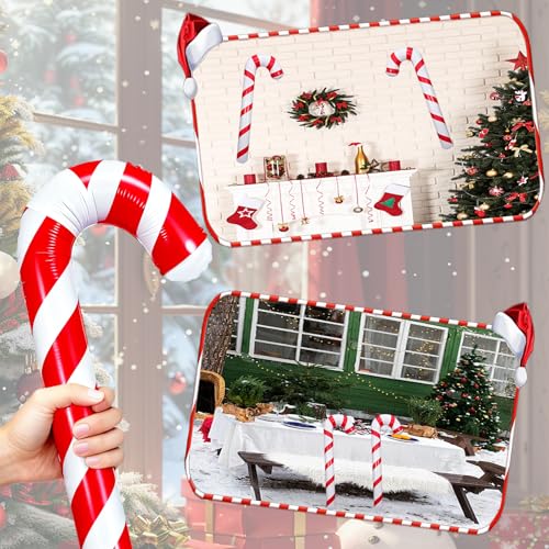 Large Inflatable Candy Cane Balloons - 35 Inch Christmas Decorations, 2 Pcs - Red Candy Cane, Holiday Pool & Indoor Decor