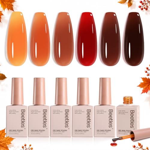 Beetles Jelly Tortoise Fall Gel Nail Polish Set - 6 Transparent Colors