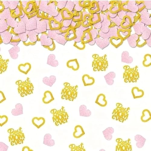 Pink and Gold Heart Confetti - 100 Pieces for Bridal Shower & Engagement