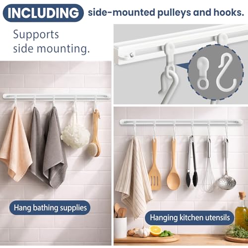 Self-Adhesive Ceiling Curtain Track 4.72FT - Easy Install, White
