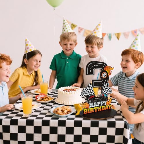 Truck 3rd Birthday Number Sign - Wooden Table Centerpiece Decoration
