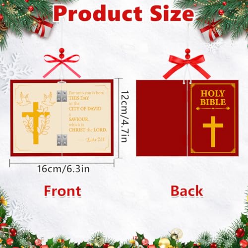 AKAIXI Wooden Bible Verse Christmas Ornament, Christian Faith Hanging Tree Decor