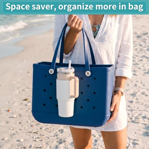 TOYORK Cup Holder for Bogg Bag, White PVC Tumbler Carrier with Shoulder Strap