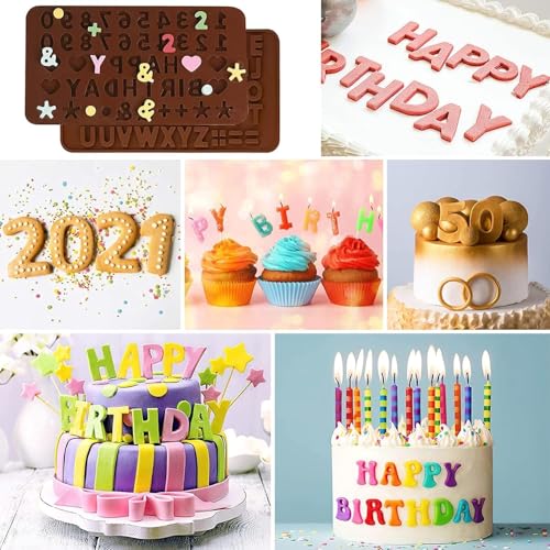 Silicone Alphabet & Number Molds - 2 Pack for Cake Decorations
