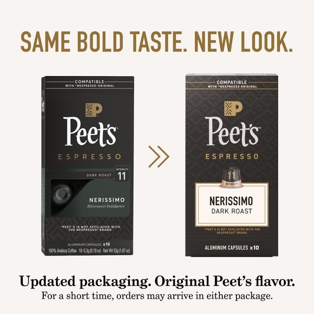 Peet's Coffee Dark Roast Espresso Capsules - 100% Arabica | Nerissimo Intensity 11, 50 Count