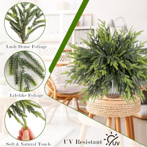 32Pcs 18 Inch Artificial Norfolk Pine Branches Christmas Greenery - Real Touch Foliage