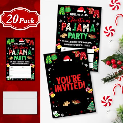 Christmas Party Invitations with Envelopes - 20 Pack Holiday Invitations