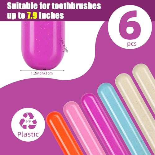 Eaezerav 6-Pack Wheat Straw Toothbrush Travel Case & Holder