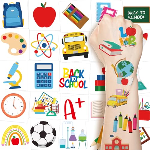 Ceiba Tree 100pcs Back to School Temporary Tattoos Assorted Pre-Cut Party Favors