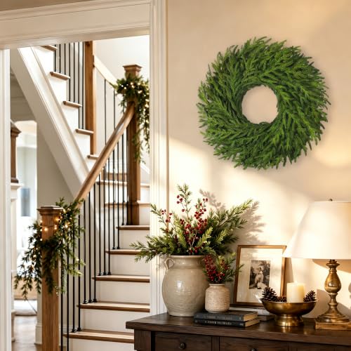 26-Inch Norfolk Pine Wreath - Artificial Christmas Wreath for Front Door - Variation of THIS listing
