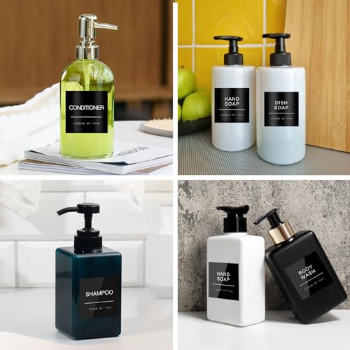 24 PCS Waterproof Bathroom Soap Labels, 2.6x2.6 Inch Minimalist Bottle Decals