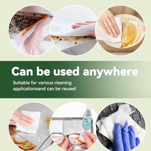 2-Ply Disposable Cleaning Washcloths, 100 Pack for Kitchen Use
