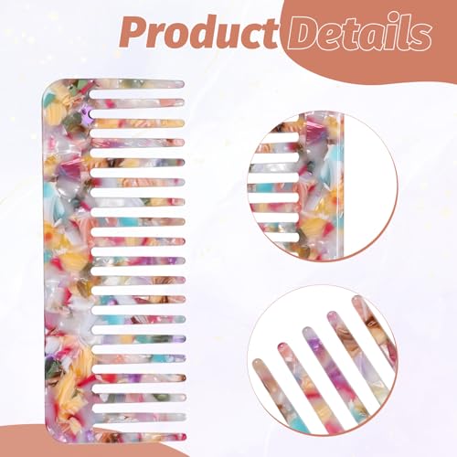 Larrel 2PCS Tortoiseshell Wide Tooth Acetate Hair Combs for Detangling