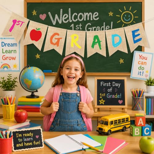 Welcome to 1st Grade Burlap Banner for Back to School Decor