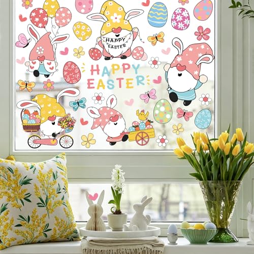 LeeLoon 124 PCS Easter Window Clings Double-Sided Spring Glass Stickers