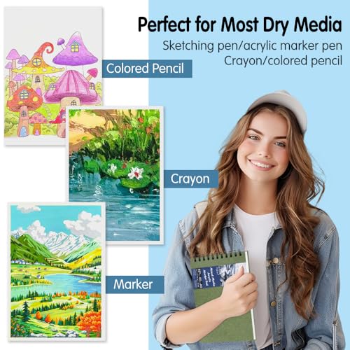 Mifuner 5.8x8.3 Inch Sketch Book - 60 Sheets Acid-Free Drawing Paper