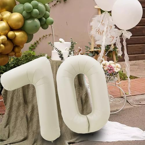 40 Inch Cream White Number 17 Foil Balloon for Birthday & Wedding