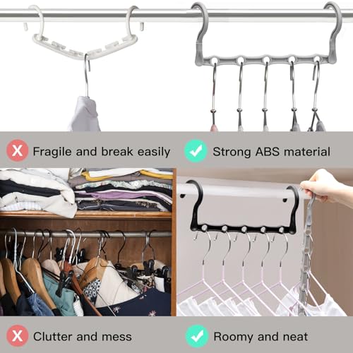 HAOWWLAI 4-Pack Space Saving Clothes Hangers with 5 Holes & Enclosed Slots