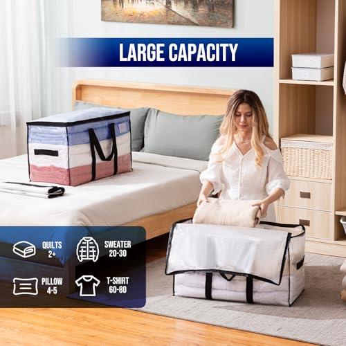 Extra Large Clear Moving Storage Bags with Visible Window - 6 Pack