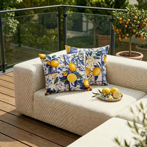 Outdoor Waterproof Pillow Covers Set of 2 18x18 Inch Boho Farmhouse Cushion Cases