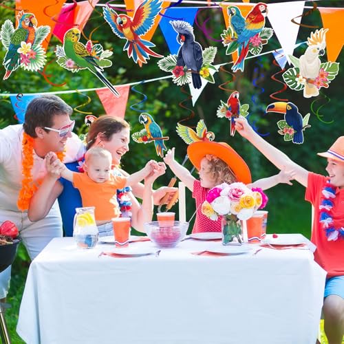 58 Pcs Tropical Birds Decorations for Hawaiian Luau Party
