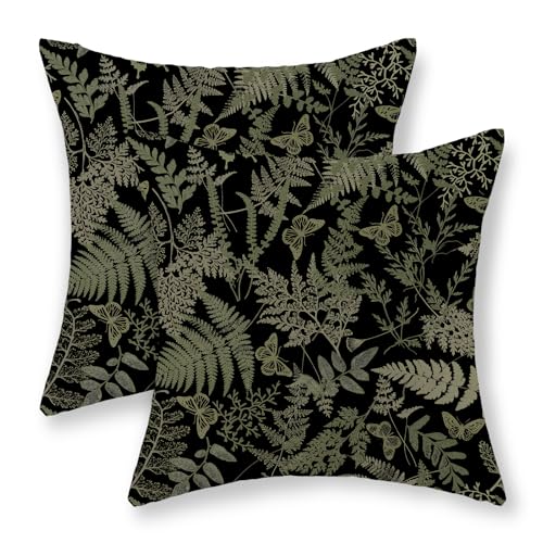 Sage Green Botanical Pillow Covers 18x18 - Set of 2