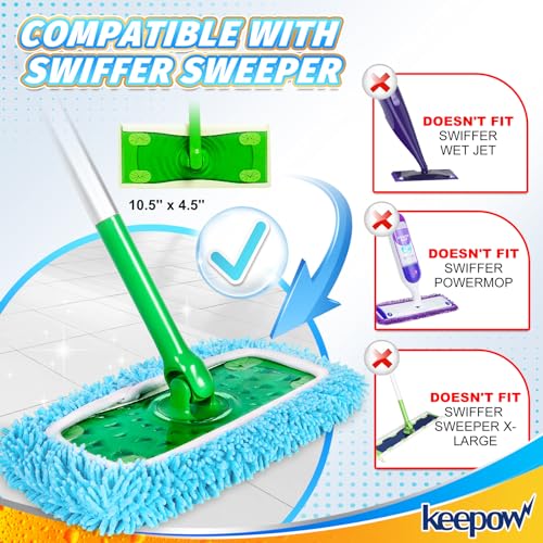 KEEPOW 4 Pack Wet Pads Refill for Swiffer Sweeper Mop