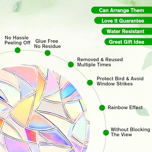 96 PCS Colorful Bird Window Decals - Strike Prevention Suncatchers